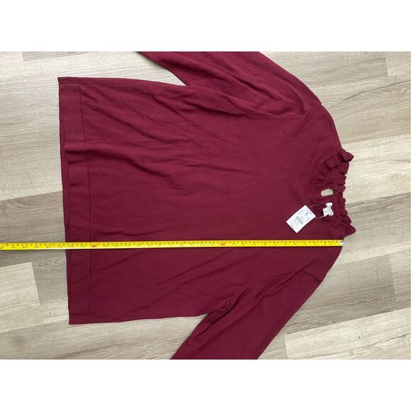 J. Crew NWT Maroon Light Sweater Ruffle Neck, Size 2X, MSRP $75 - Picture 2 of 8